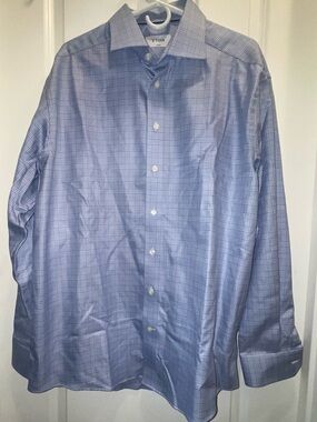 Eton Men's Blue checkered Dress Shirt